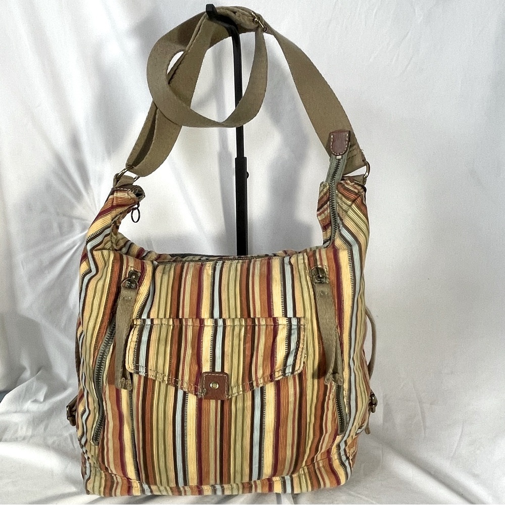 Fossil Striped Corduroy Tote Shoulder Bag